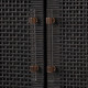 Charcoal Wood and Woven Rattan Tall Cabinet